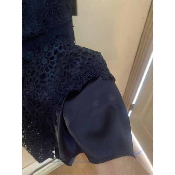 Laundry Shelli Segal Lace Sheath Dress Inkblot Navy Blue 8 NWT Cocktail Formal - Picture 5 of 11